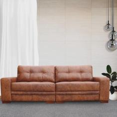 Imagem de Sofá 4 Lugares Bipartido Sala de Estar 300cm Milano Couro Mel G58 - Gran Belo