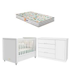 Imagem de Berço Americano e Cômoda Tutto New Branco com Colchão Gazin – Matic