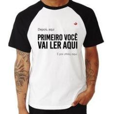 Imagem de Camiseta Raglan Primeiro Você Vai Ler Aqui - Foca Na Moda