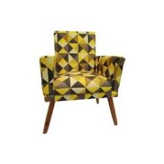Imagem de Poltrona Decorativa Nina Suede Triângulo  Pés Madeira Mz Decor