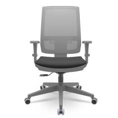 Imagem de Cadeira Brizza Diretor Grafite Tela Cinza Assento Aero Preto Base Rela