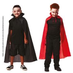 Imagem de Capa Halloween Infantil Vampiro Fantasia Preta ou Vermelha