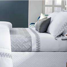 Imagem de Jogo de Cama King Luke 4 Peças Percal 200 Fios Bernadete Casa Prata