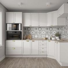 Imagem de Cozinha Modulada 7 Peças com Tampo 3 Aéreos 3 Balcões e Torre Quente Arizona Cabecasa Madeiramadeira Branco