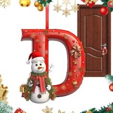 Imagem de Enfeites de Natal com letras de de neve,Enfeites de Natal - Pingente de alfabeto exclusivo com padrão de de neve | Decoração acrílica de A a Z, suprimentos para festas, peças centrais de Natal para gu