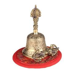Imagem de SIMBAE sino de mão de metal sino budista tibetano sino de mão bronze com enchimento Vajra para oração de meditação