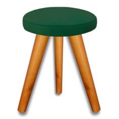 Imagem de Banqueta Puff JB Redondo Luxo Sala Com Pés De Madeira Maciça (Verde)