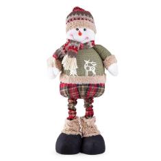 Imagem de Boneco De Natal Decorativo Em Poliéster Xadrez Com Ajuste De Altura 78cm Boneco De Neve