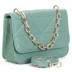 Imagem de Bolsa Feminina Transversal Bordada Alça De Corrente - Star Shop, Verde