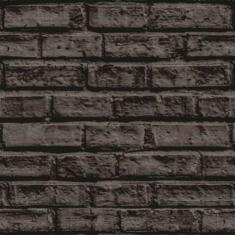 Imagem de Papel De Parede Adesivo Lavável Tijolo 3D Negro 6M