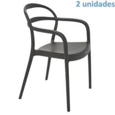 Imagem de Kit 2 Cadeiras Plastica Monobloco Com Bracos Sissi Marron Tramontina