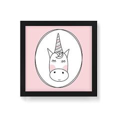Imagem de Arte Maníacos Quadro Decorativo Unicórnio Linhas Fundo  - 30x30cm (Moldura em laca )