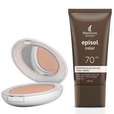 Imagem de Kit Protetor Solar Episol Color Pele Extra Clara FPS 50 Pó Compacto 10g e Protetor Solar Pele Negra T5 FPS 70 Loção com Efeito de