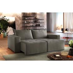 Imagem de Sofá Retrátil Urano Cinza 1,90cm Almofadas Soltas - Zarat