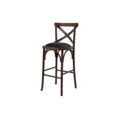 Imagem de Banqueta X de Madeira Alta Estofada em material sintético Katrina Espa