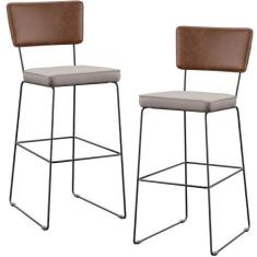 Imagem de Kit 02 Banqueta Alta Cozinha Sala Jantar Fixa Allana L02 material sint
