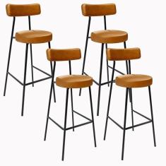 Imagem de Kit 04 Banquetas Altas Estrutura Em Aço Milão F01 Whisky