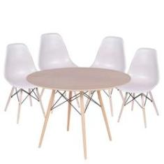 Imagem de Conjunto Mesa Eames Eiffel DSW Redonda Imbuia 90cm + 4 Cadeiras Eames DSW - Fendi