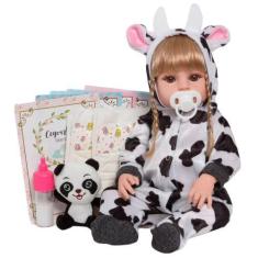 Imagem de Boneca Tipo Reborn 100% Vinil Siliconado Recém Nascida Loira - Cegonha