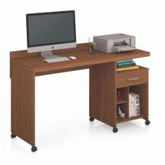 Imagem de Escrivaninha Mesa De Computador Escritorio Com Rodinhas 1 Gaveta Slim