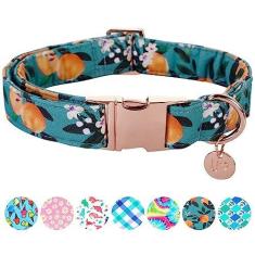 Imagem de UP URARA PUP Coleira de algodão para cães de verão com fivela de metal para presente para meninas, pequenas, médias e grandes, cães, fofas, duráveis, confortáveis e coleiras para animais de estimação