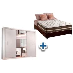 Imagem de Cama Box Casal + Colchão Classic + Guarda Roupa Veneza Luxo Branco