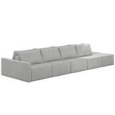 Imagem de Sofá Ilha Modular Com Puff Para Sala Living 432cm Georgia K04 Linho Cinza - Mpozenato