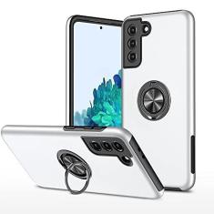 Imagem de SORAKA Capa para Samsung Galaxy S21 Plus 5G com suporte de anel invisível e placa de metal para montagem magnética em carro Capa rígida para PC Capa Samsung Galaxy S21 Plus 5G Capa
