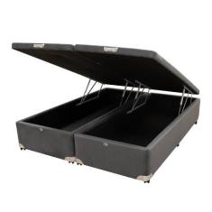 Imagem de Cama Box Baú Castor King Vellus Cinza 180X200x35cm