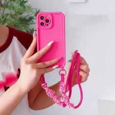 Imagem de Capa de telefone com cordão de colar crossbody para iphone 15 14 13 12 11 Pro Max 7 8 Plus XS Max XR alça capa de silicone líquido, rosa vermelha, para iPhone XR
