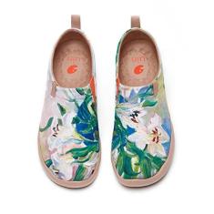 Imagem de UIN Tênis feminino fashion floral de lona pintada sem cadarço feminino para viagem, Lírio bocejando, 37