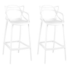 Imagem de Kit 2 Banquetas Allegra com Encosto Design Cozinha/bancada - Branco
