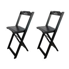 Imagem de Kit 2 Banquetas Bistrô Dobrável Madeira Personalizada Hei Preta - Cor: Preto