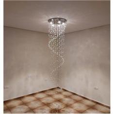 Imagem de Lustre De Cristal Espiral Com 2,70 Metros De Altura Base De Inox Espelhado Com 50CM De Diâmetro