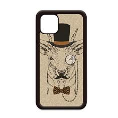 Imagem de Chapéu de cervo de barba suave estilo britânico gravata borboleta animal para iPhone 11 Pro Max capa para Apple Mobile Case