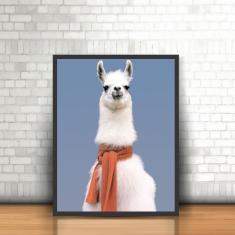 Imagem de Quadro Moldura Animais Lhama Cachecol Camelídeo Manto Llama