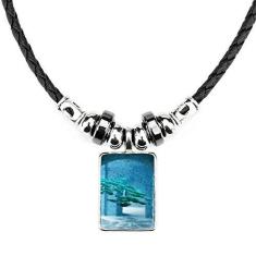 Imagem de DIYthinker Colar Ocean Fish Science Nature Picture Jewelry Torque Leather Rope Pendant