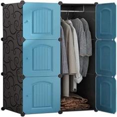 Imagem de Guarda roupa portatil armario cabideiro 6 portas arara organizador mod
