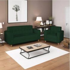 Imagem de Kit Sofá 180cm e Poltrona em Suede Dallas Verde