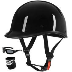 Imagem de Capacete de motocicleta Yesmotor Vintage Half-Face dot Light Black