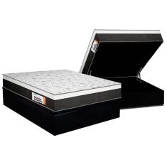 Imagem de Cama Box Baú Queen: Colchão Ortopédico Plumatex Falcon Ultra Firme + Base CRC Suede Black (158x198)