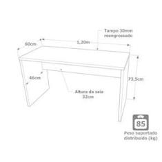 Imagem de Mesa De Escritório Escrivaninha 1.20x60 Tampo 30mm Netmobil