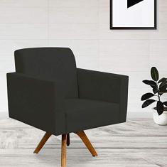 Imagem de Kit 02 Poltronas Decorativas Giratória Para Sala de Estar Base de Madeira Helô L02 Suede  - Lyam Decor