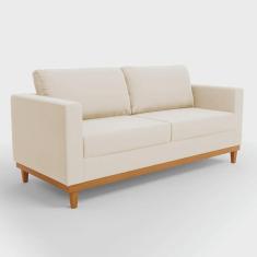 Imagem de Sofá 03 Lugares Juliette Suede Bege Base Madeira Castanho - D'Rossi