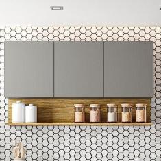 Imagem de Armário para Cozinha 3 Portas 120cm Line Kits Paraná Gris/freijó