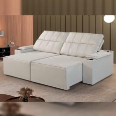 Imagem de Sofá Retrátil e Reclinável 4 Lugares 230cm M182 Yescasa Linho/Bege Claro