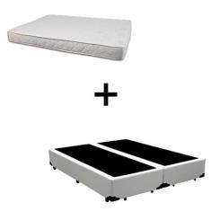 Imagem de Cama Box Queen 158 Tecido Sintético Branco Com Colchão Roma Espuma D45 Bege 54x158x198