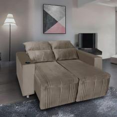 Imagem de Sofá Retrátil E Reclinável 2 Lugares Madri Suede 1,60m - Star Confort Bege