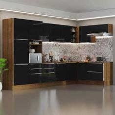 Imagem de Armário de Cozinha Completa de Canto 546cm Rustic/preto Lux Madesa 05