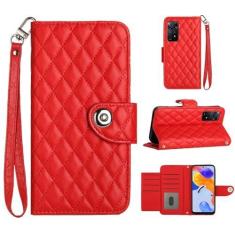 Imagem de Para Xiaomi Redmi Note 11 4G, capa carteira com alça de pulso, capa flip de couro com fecho magnético com 7 cartões e 1 compartimento para dinheiro, capa de telefone feminina de presente para Redmi